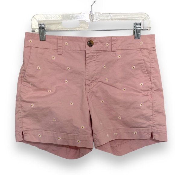 OLD NAVY EVERY DAY SHORTS Pink Embroidered Sunflowers Short Sz 10 - Picture 1 of 12